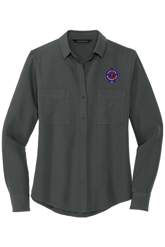 MERCER+METTLE Women's Stretch Crepe Long Sleeve Camp for