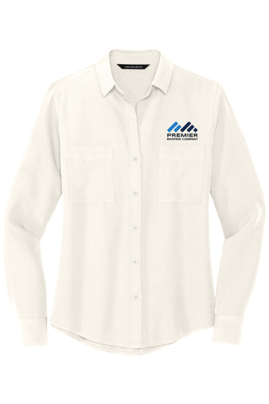 MERCER+METTLE Women's Stretch Crepe Long Sleeve Camp for