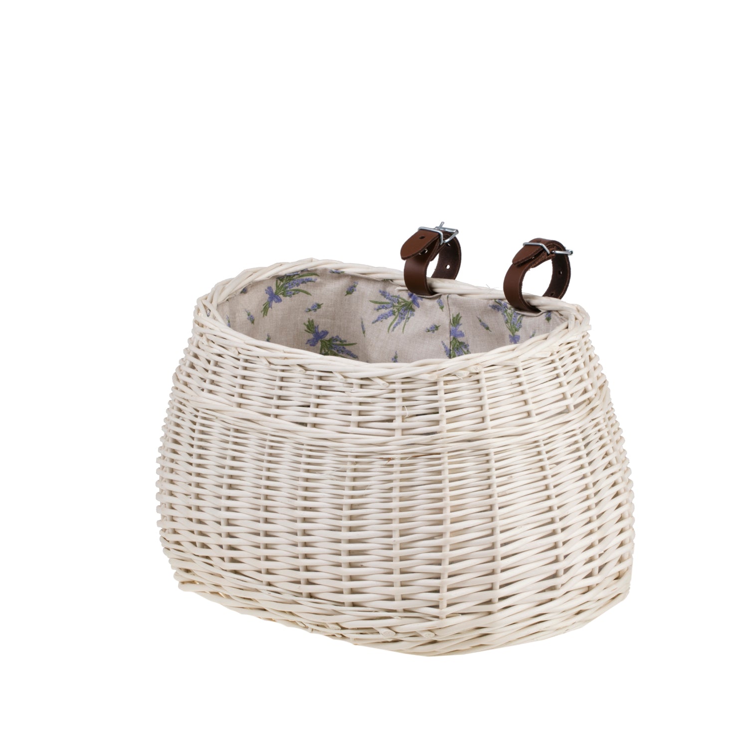 White-Washed Wicker Bike Basket Handmade  for