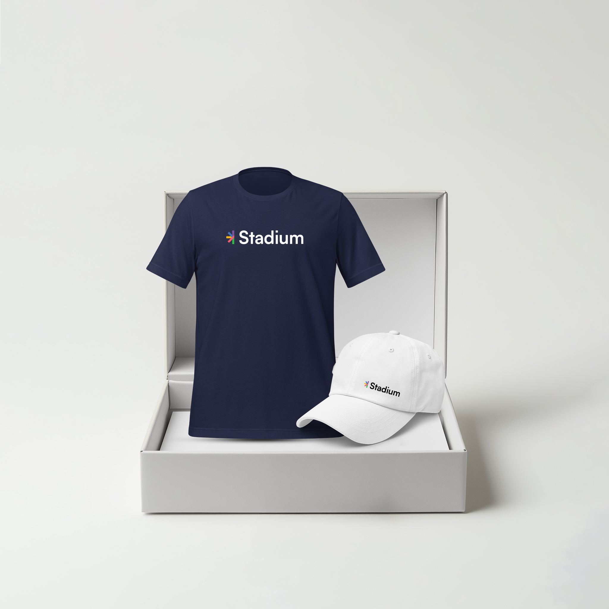Navy Shirt / White Cap
