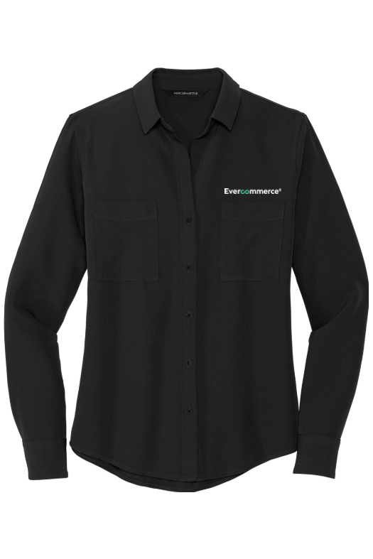 MERCER+METTLE Women's Stretch Crepe Long Sleeve Camp for