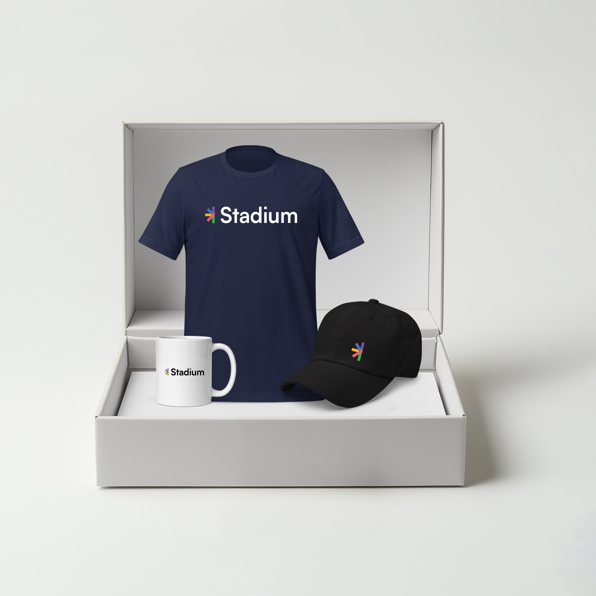 Navy Shirt / Black Cap/ White Mug