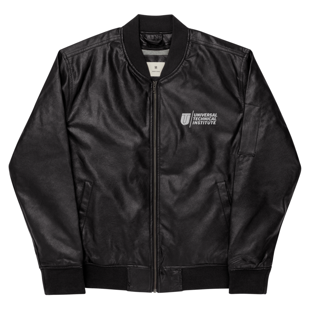 Faux Leather Bomber Jacket for