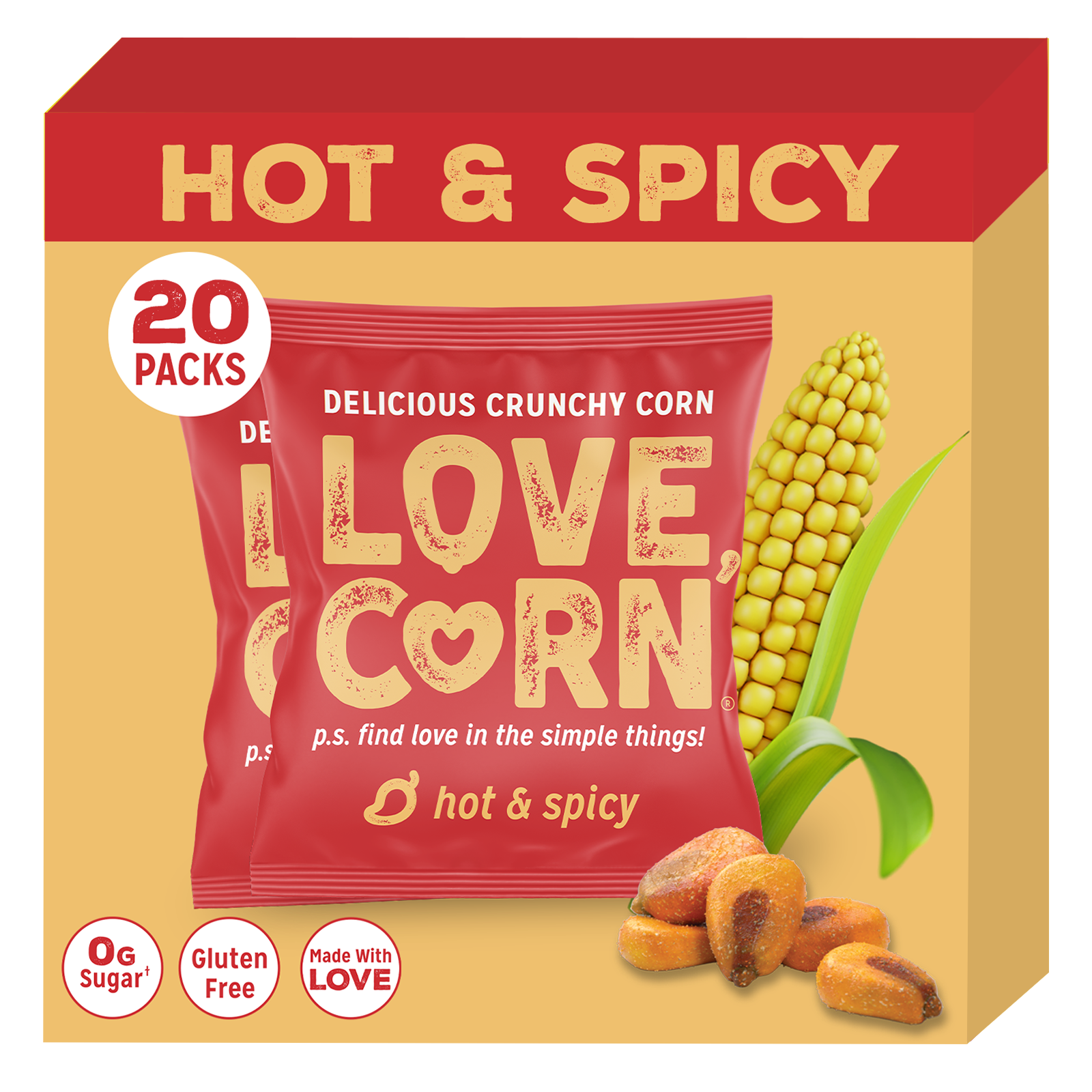 LOVE CORN Hot & Spicy 0.7oz x 20 Bags for
