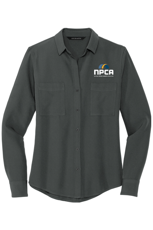 MERCER+METTLE Women's Stretch Crepe Long Sleeve Camp for