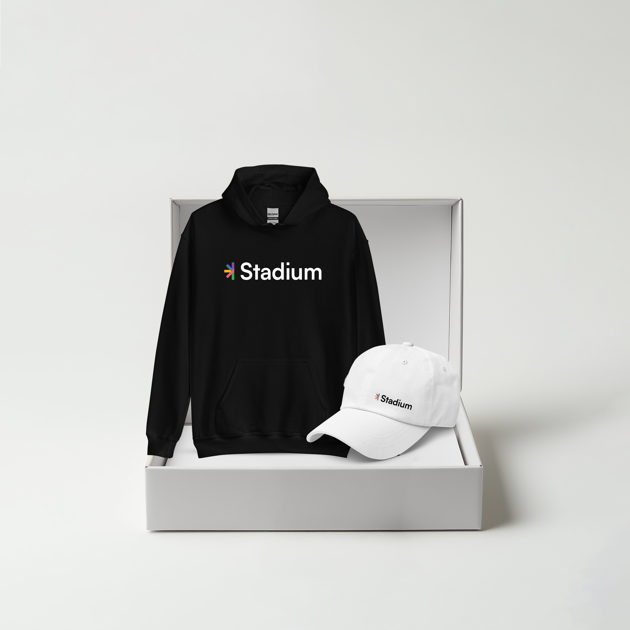 Black Hoodie / White Cap