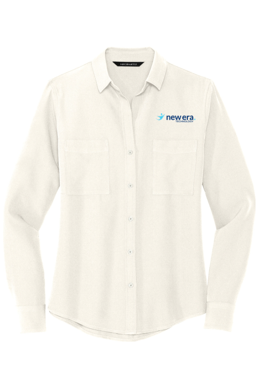 MERCER+METTLE Women's Stretch Crepe Long Sleeve Camp for