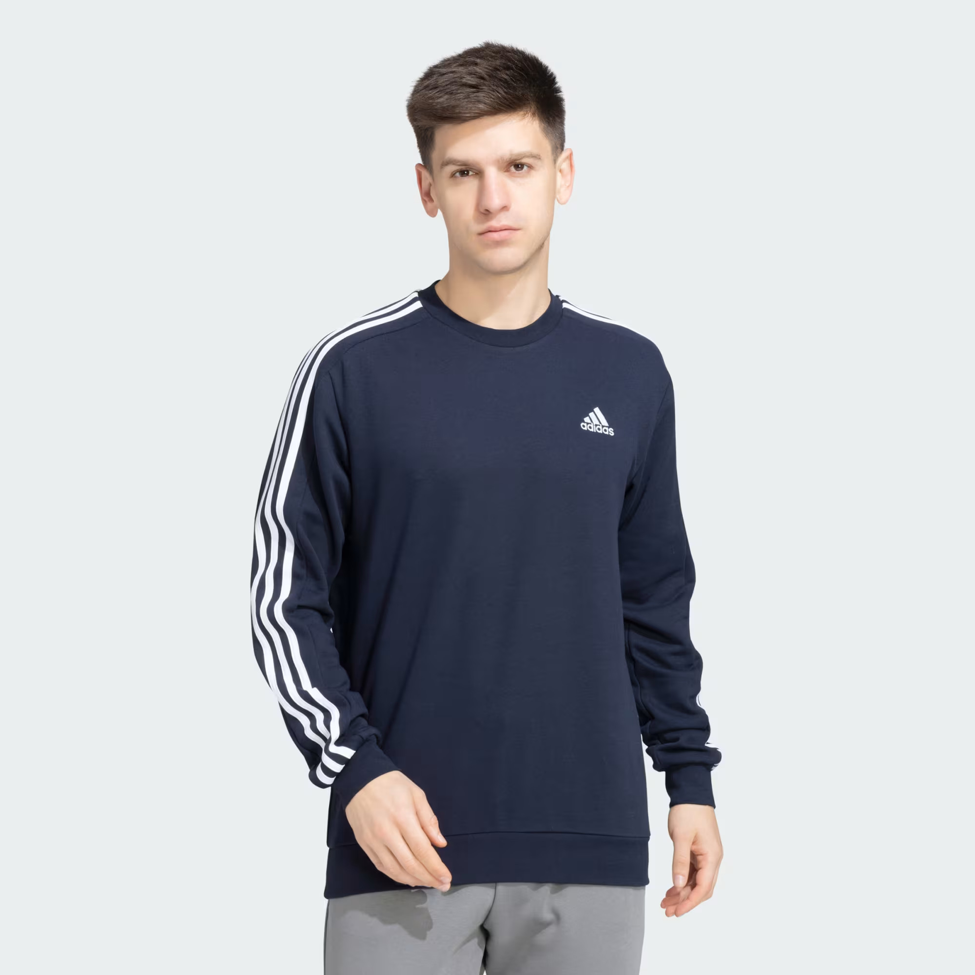 Adidas Regular Fit Round Neck Stripped Sweatshirt  for