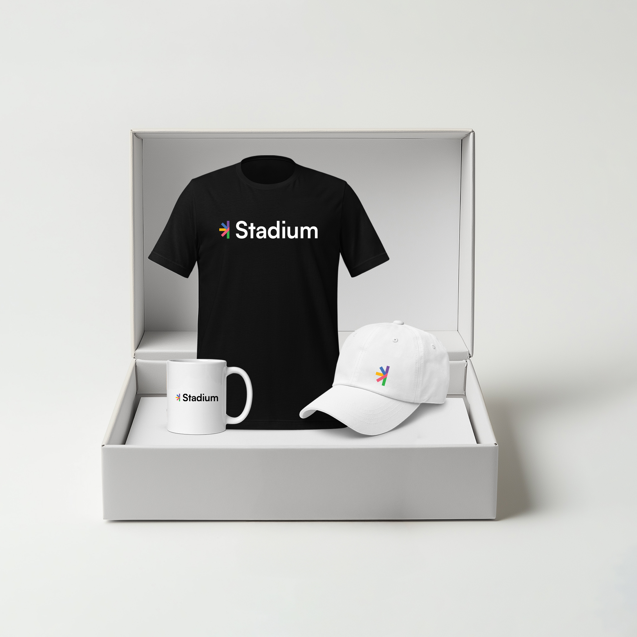 Black Shirt / White Cap/ White Mug