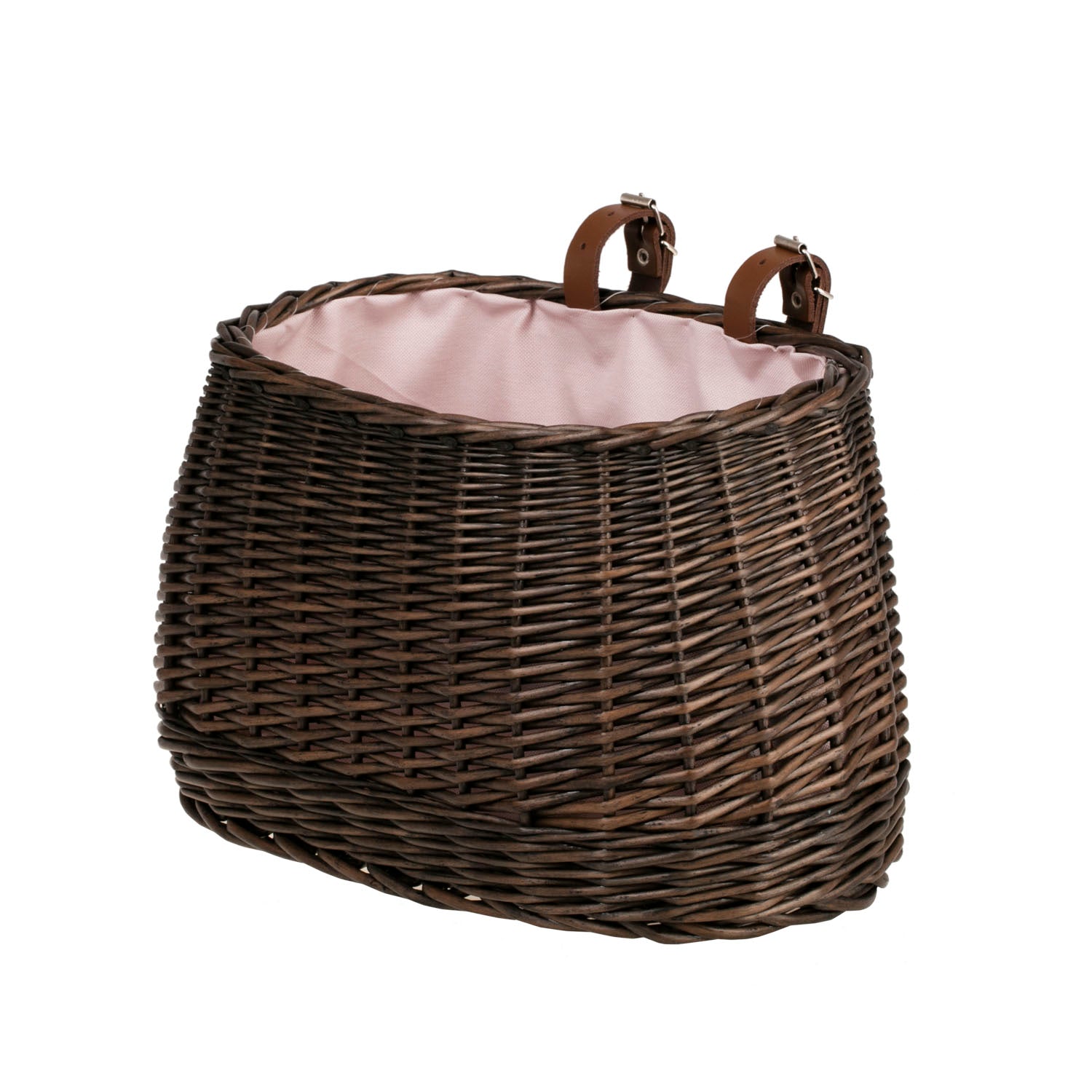 Dark Painted Bike Basket With Leather Straps  for